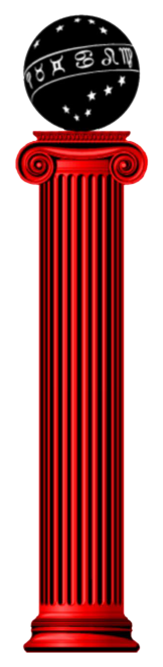 Red Ancient Column with Mystical Sphere